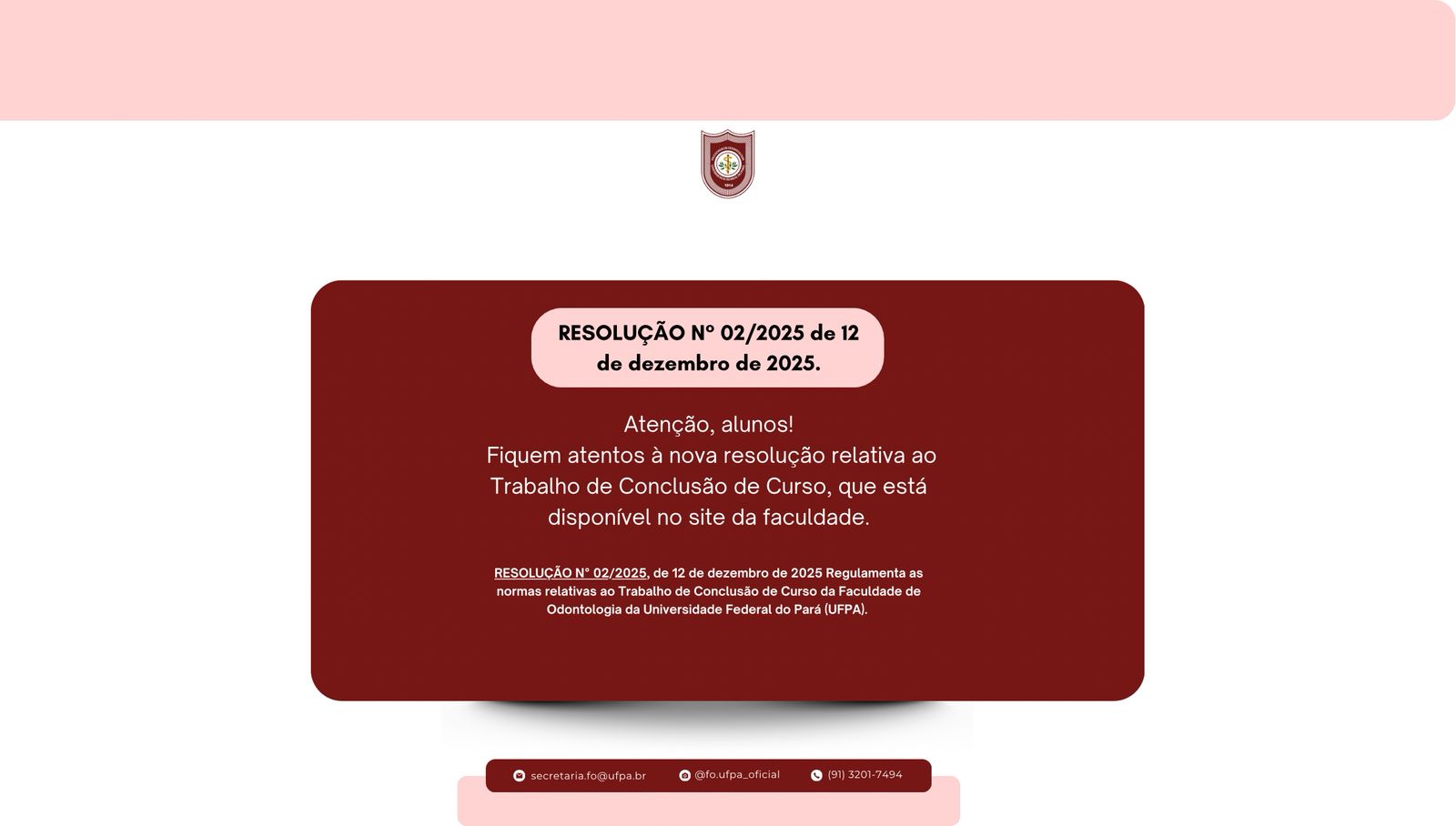 Publicada nova Resolução que regulamenta o Trabalho de Conclusão de Curso (TCC)